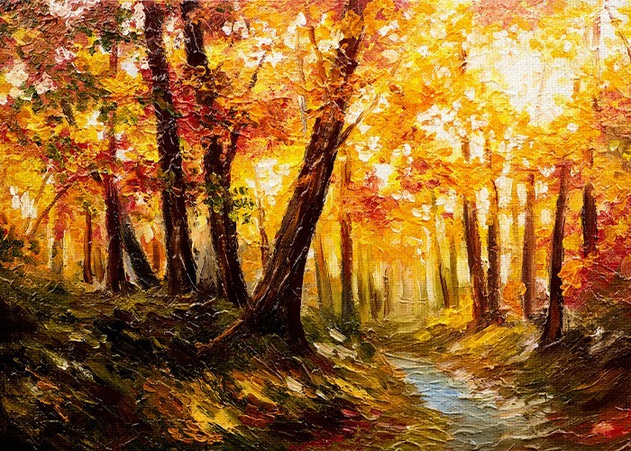 Ζωγραφική Πίνακας με Δάσος το φθινόπωρο
