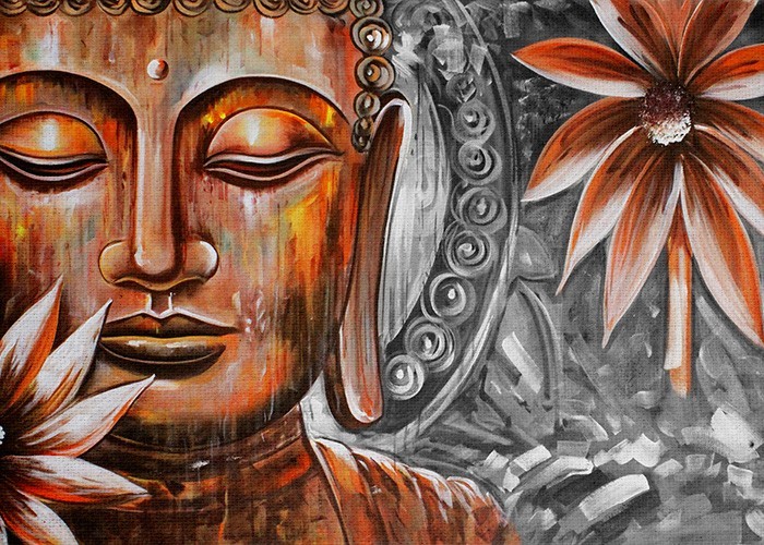 Ζωγραφική Πίνακας και Βουδάς σε διαλογισμό