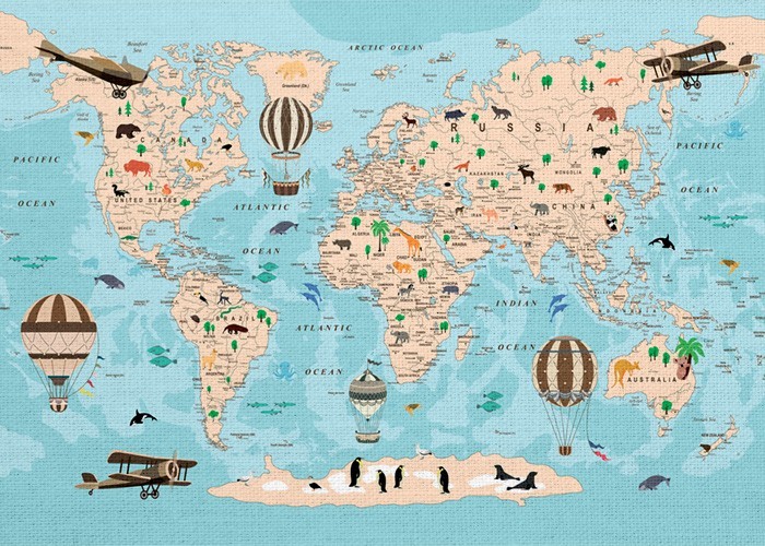 Παιδικά Πίνακας και Χαριτωμένος παγκόσμιος χάρτης