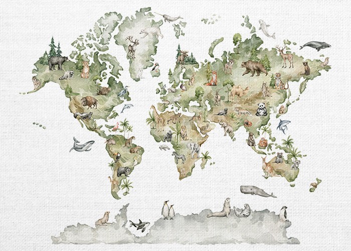 Παιδικά Πίνακας και Πράσινος χάρτης με ζώα