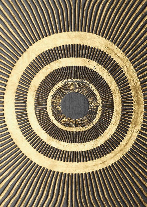 Χρυσοί κύκλοι σε Πίνακα Abstract με Απεικόνιση 3D