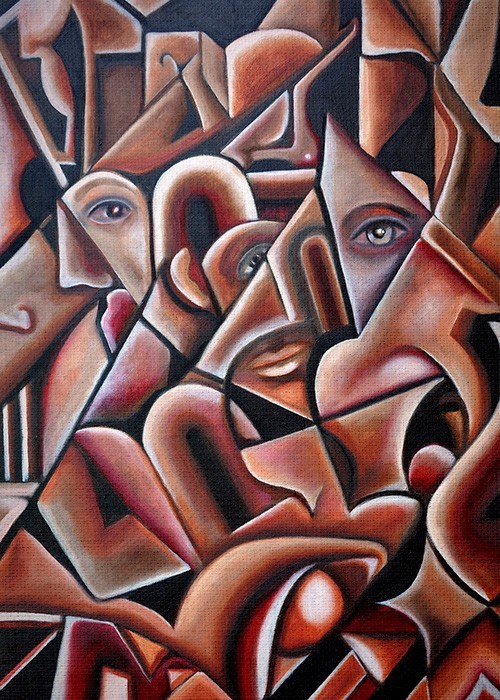 Πίνακας Abstract με Μάτια και πρόσωπα