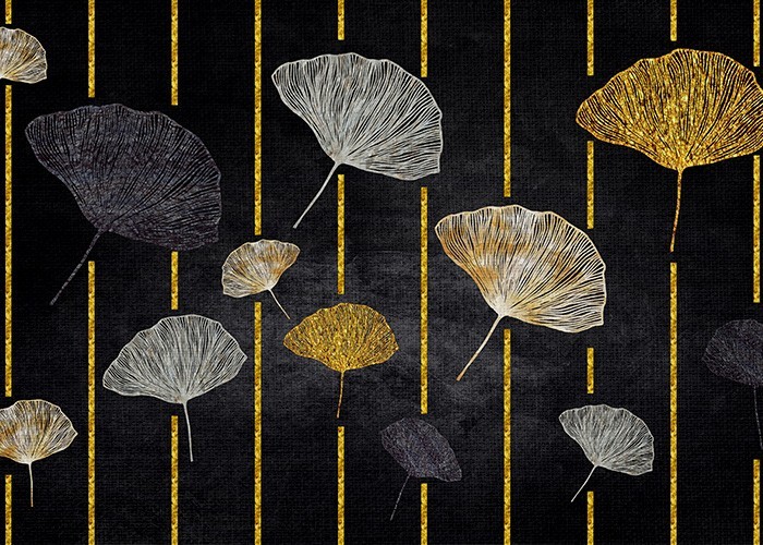 Πίνακας Abstract με φύλλα Ginkgo biloba με Απεικόνιση 3D