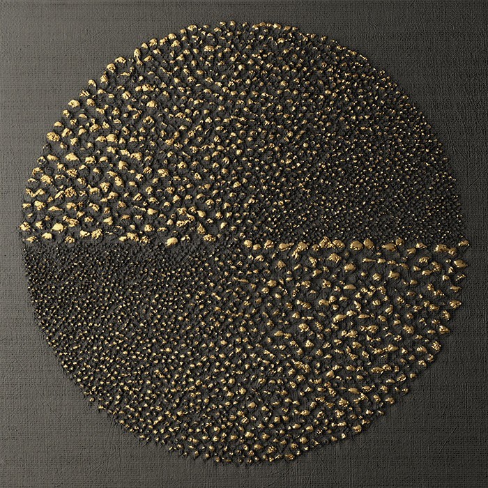 Κύκλος με χρυσές πινελιές σε Πίνακα Abstract με Απεικόνιση 3D