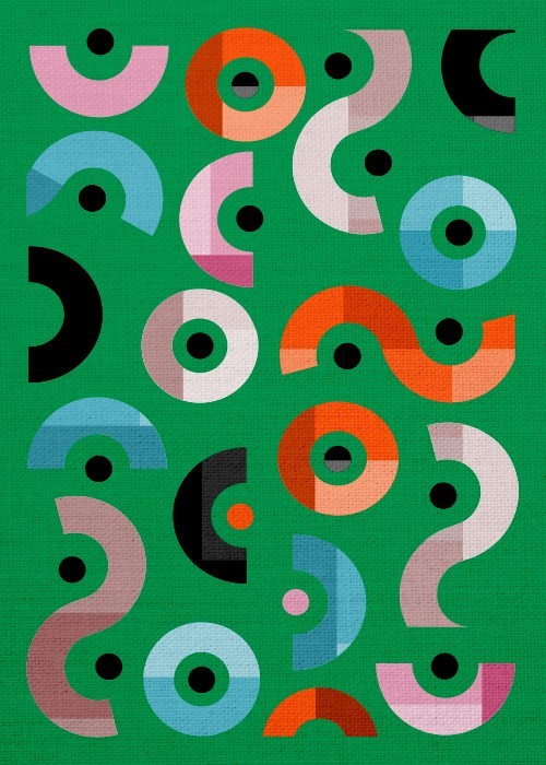 Σύνθεση με κύκλους και καμπύλες σε Πίνακα Abstract