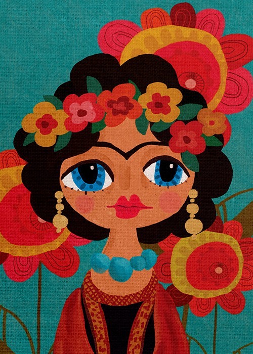 Ζωγραφική Πίνακας και Frida Kahlo εξωτικό πορτρέτο