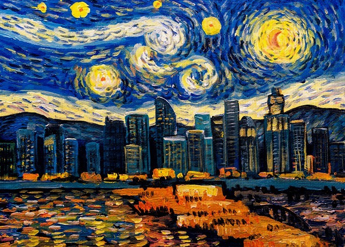 Ζωγραφική Πίνακας και Νύχτα στην Σιγκαπούρη