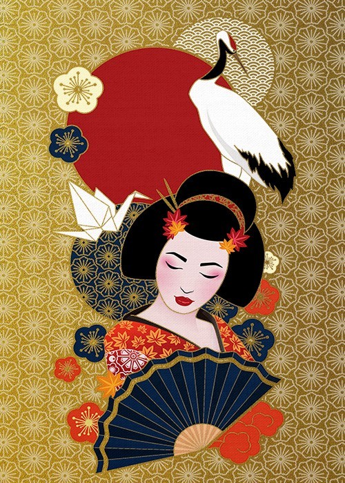 Gold Πίνακες – Beautiful Geisha