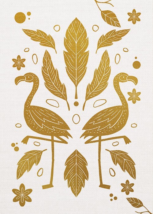 Gold Πίνακες – Golden Flamingos
