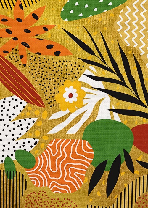 Gold Πίνακες – Tropical Leaves