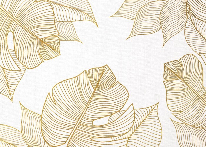 Gold Πίνακες – Line Tropical Leaves