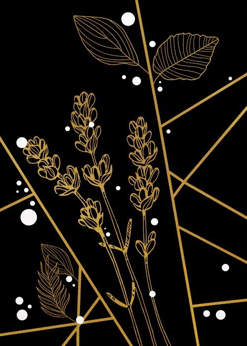 Gold Πίνακες – Modern Black and Gold Flowers