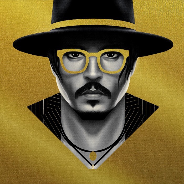 Gold Πίνακες – Johnny Depp Illustration