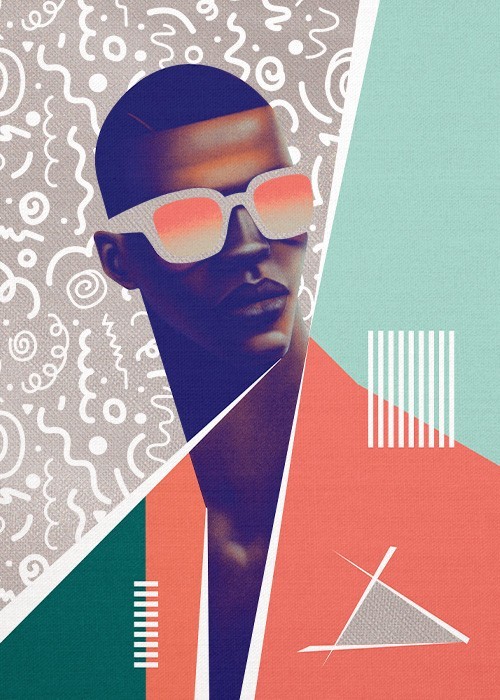 Gold Πίνακες – Black Man Illustration with Glasses