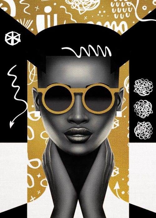 Gold Πίνακες – Black Woman Art Portrait