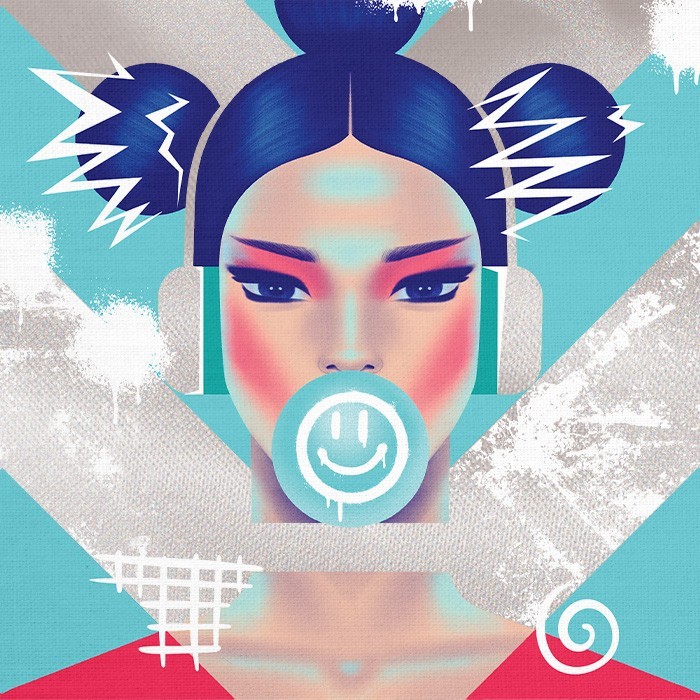 Gold Πίνακες – Japanese Girl with Headset