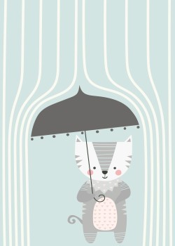 Γατούλα με ομπρέλα