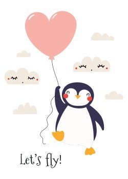 Πιγκουίνος με μπαλόνι καρδιά