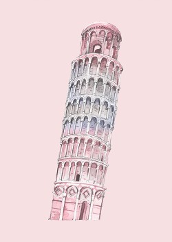Πύργος της Πίζας σε ροζ φόντο