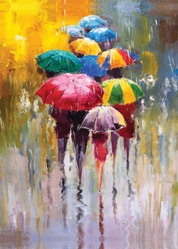 Ζωγραφιά με πολύχρωμες ομπρέλες
