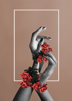 Γυναικεία χέρια με κόκκινα τριαντάφυλλα