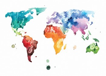 Πολύχρωμος Παγκόσμιος χάρτης