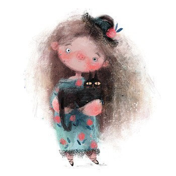 Κοριτσάκι με μαύρη γάτα