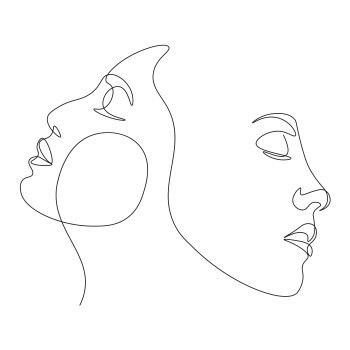 Art line πρόσωπα σε λευκό φόντο