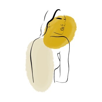 Grey and yellow nude woman