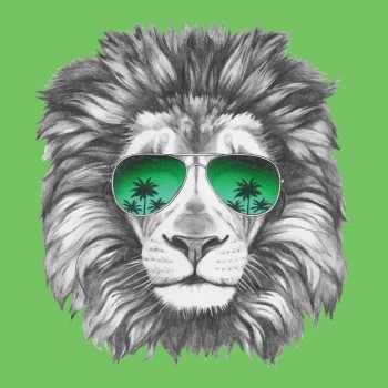 Λιοντάρι με πράσινα γυαλιά