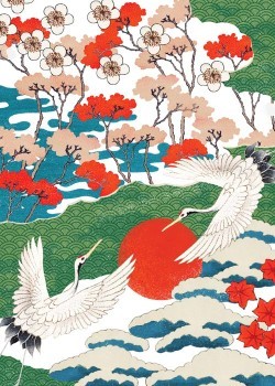 Cranes flying in spring