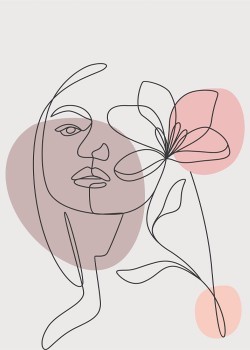 Line Woman with Flower