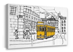 Κίτρινο τράμ στην πόλη