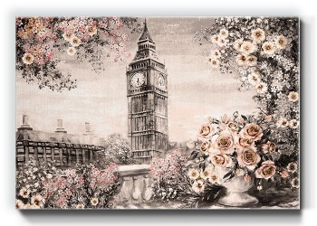 Big Ben και λουλούδια