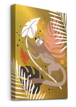 Chimpanzee on Tropical Leaf