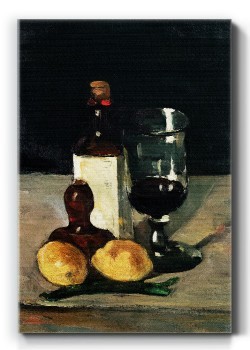 Still Life With Bottle Glass And Lemons