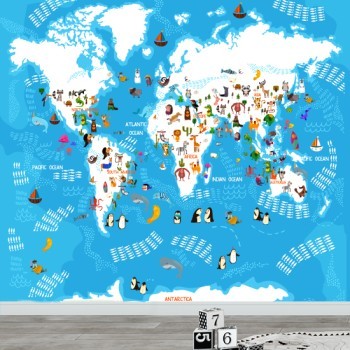 Παγκόσμιος χάρτης με ζώα 