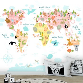 Παγκόσμιος χάρτης με ζωάκια
