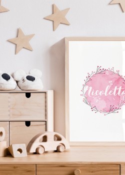 Στεφάνι με ροζ λουλούδια