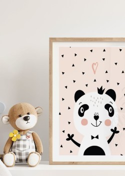Sweet panda - pink background