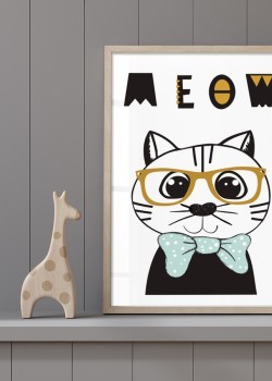 Cat with papigion & glasses