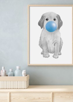 Σκυλάκι με μπλε φούσκα