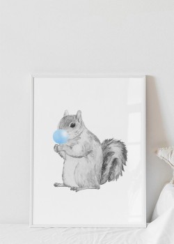 Σκιουράκι με μπλε τσιχλόφουσκα