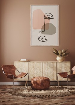 Αφηρημένο Πρόσωπο σε γκρι & ροζ