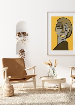 Αφηρημένο πρόσωπο σε κίτρινο φόντο