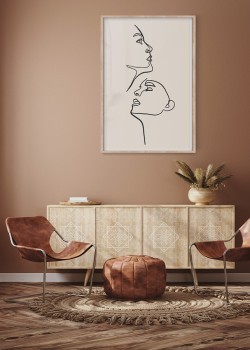 Art line πρόσωπα σε γκρι φόντο