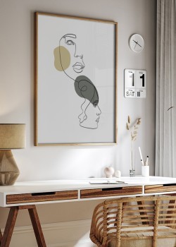 Yellow and Grey Abstract Faces