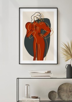 Art line woman with red dress