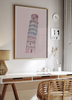 Πύργος της Πίζας σε ροζ φόντο