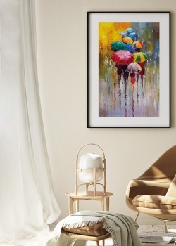 Ζωγραφιά με πολύχρωμες ομπρέλες